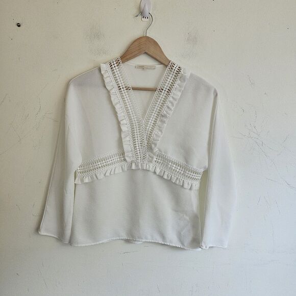 Maje White Viscose Blouse Size 1 – runs small, best fits US Women's XS. - Picture 1 of 9